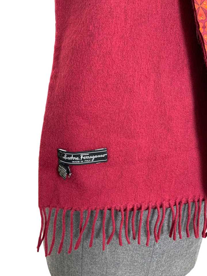 Salvatore Ferragamo Four Leaf Clover Silk Cashmere Oblong Fringe