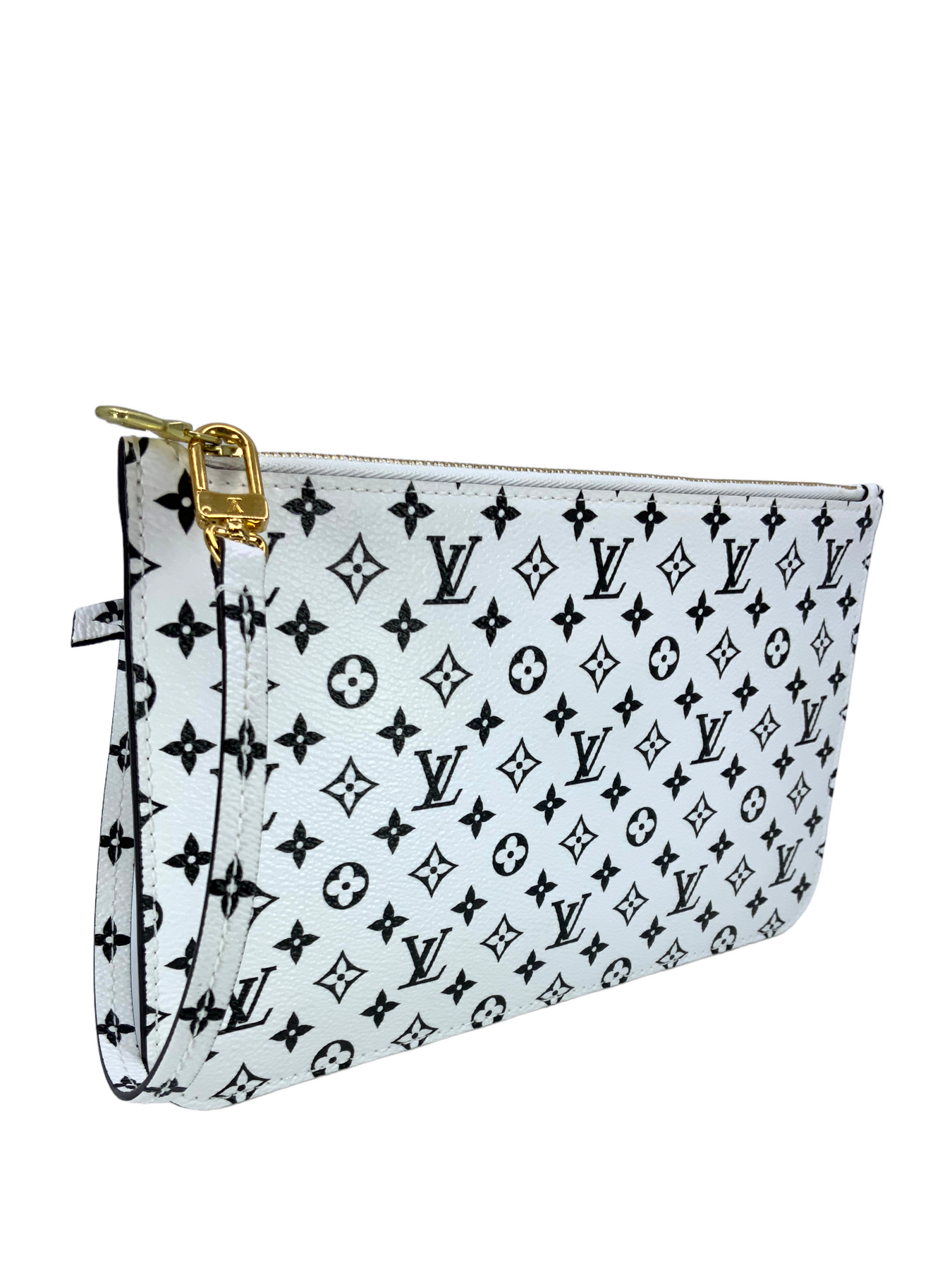 NEW! Louis Vuitton Neverfull MM Jungle Giant Monogram Pouch Pochette Black  White