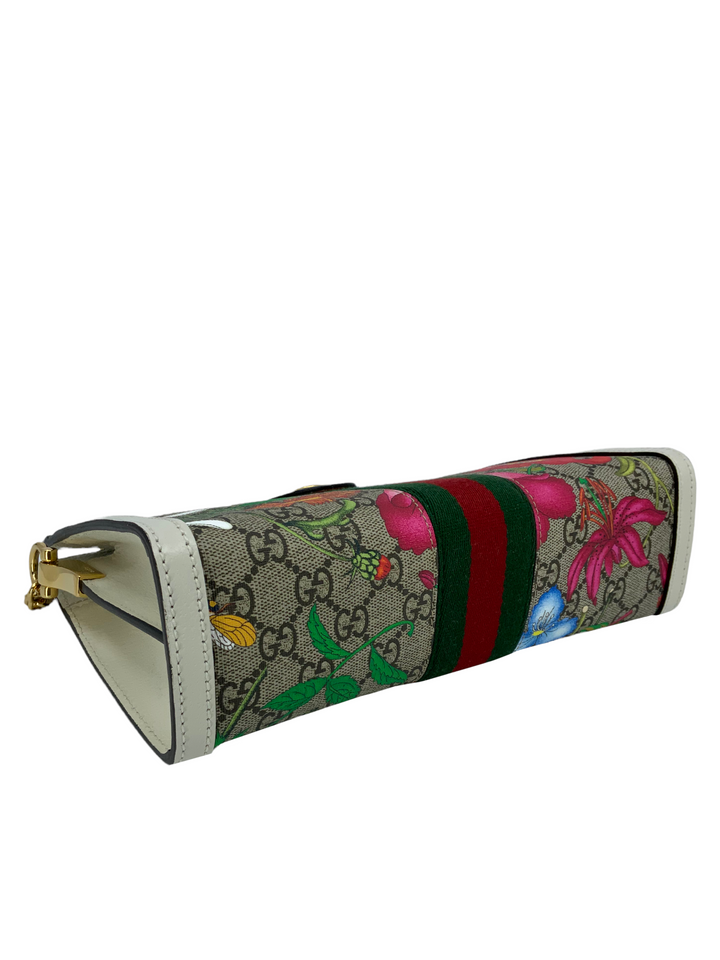 GUCCI GG Supreme Monogram Flora Web Small Ophidia Chain Shoulder