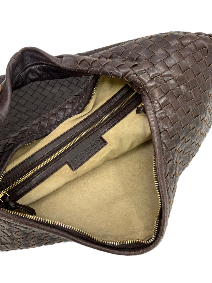 ★良品・保存袋付き★BOTTEGA VENETA Hobo ホーボー ブラウン Bottega Veneta Nappa Intrecciato Large Veneta Hobo