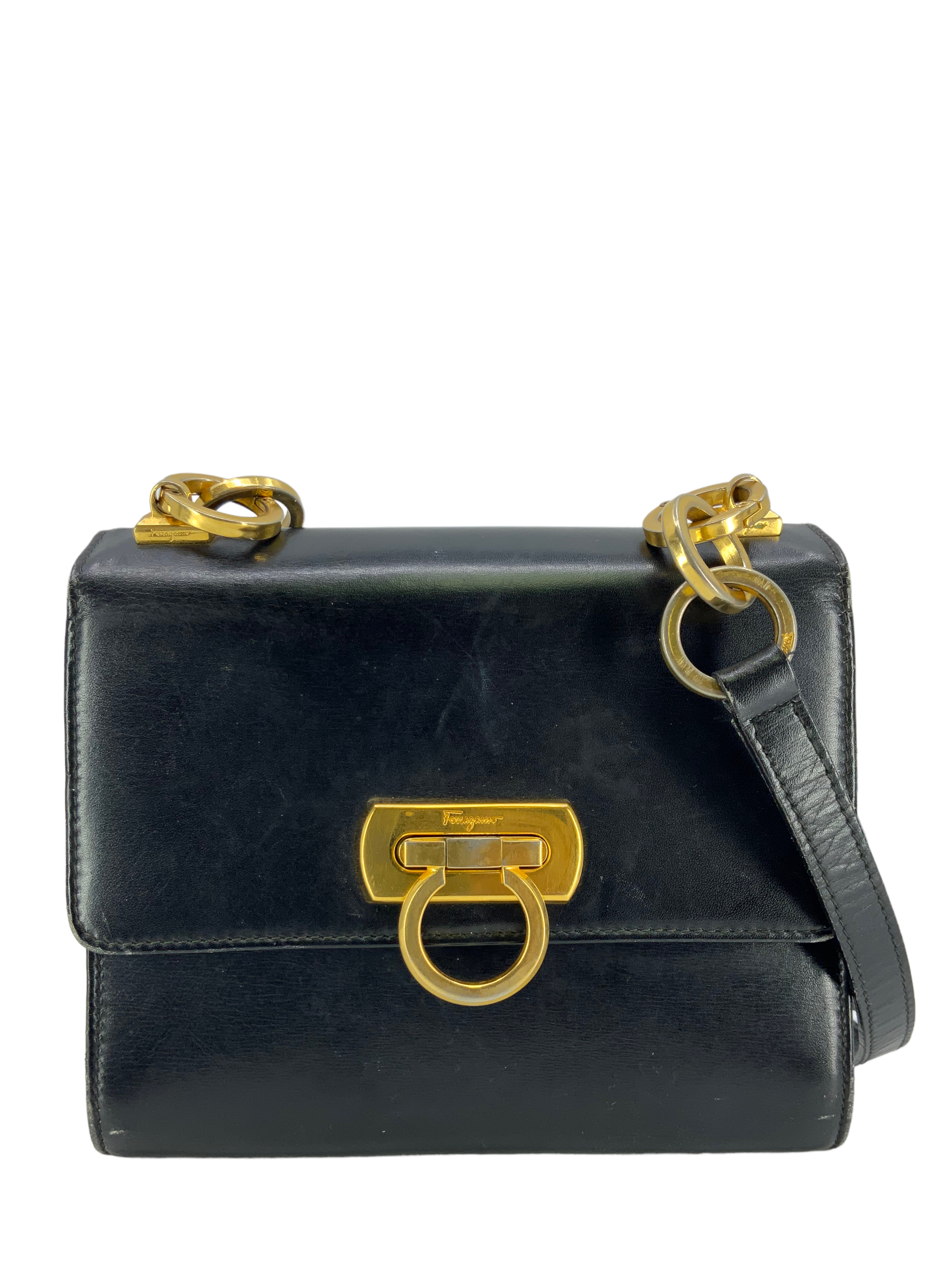 Salvatore Ferragamo Vintage Gancini Leather Flap Crossbody Bag