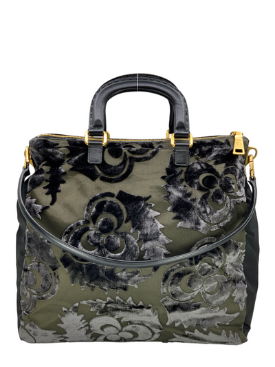 PRADA Nylon and Velvet Velluto Jacquard Tote Bag-Consigned Designs