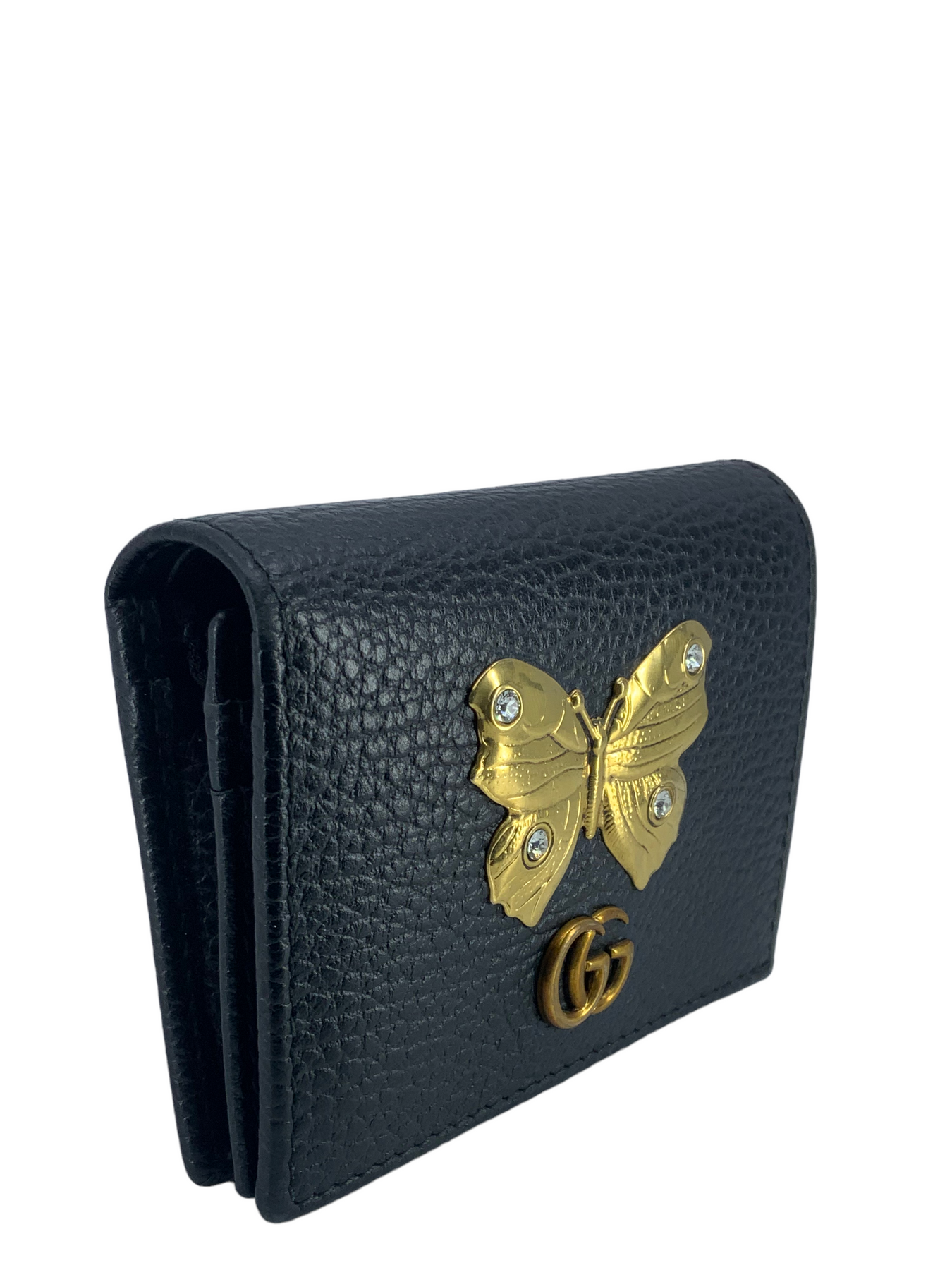 GUCCI Butterfly Leather Card Case Wallet Pink 499361-US