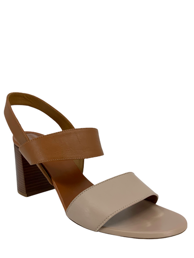 Chloe Mia Two Tone Block Heel Sandals Size 9.5-Consigned Designs
