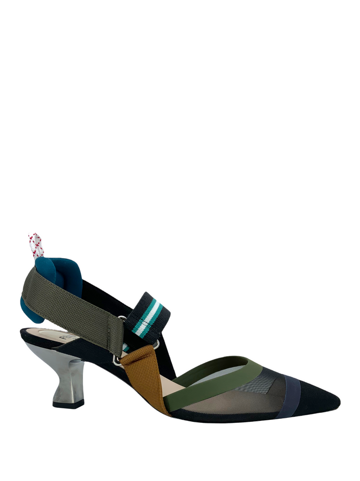 FENDI Colibri Mesh Medium Heeled Slingbacks Size 8 Consigned Designs