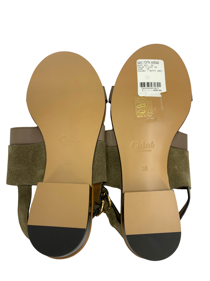 Chloe C Logo Suede and Leather Sandals Consigned Designs
