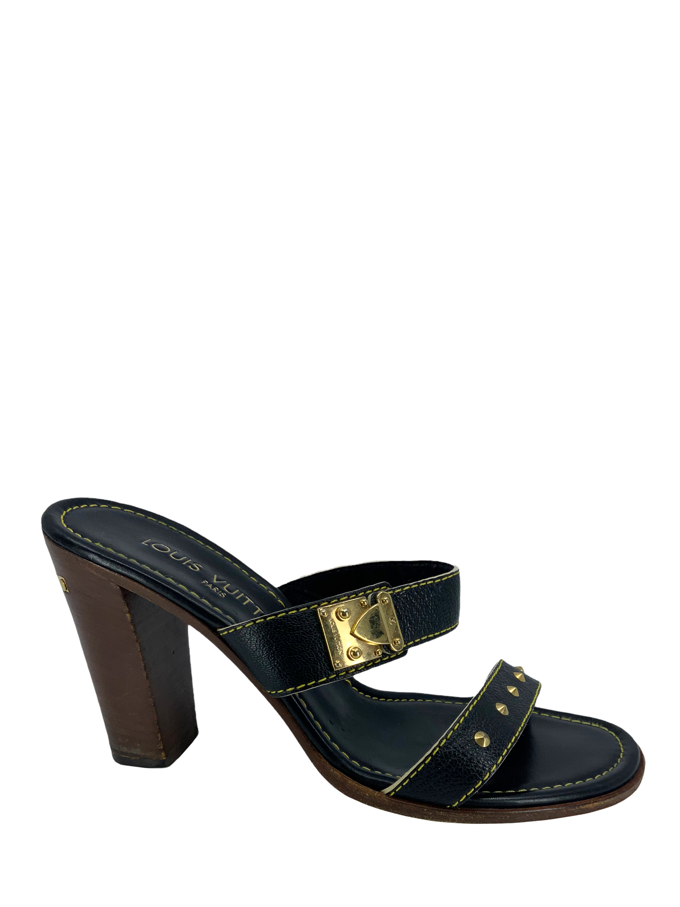 Louis Vuitton Black Leather Sandals It 37.5 | 7.5
