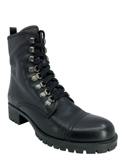 PRADA Leather Lace Up Military Boots Size 9-Consigned Designs