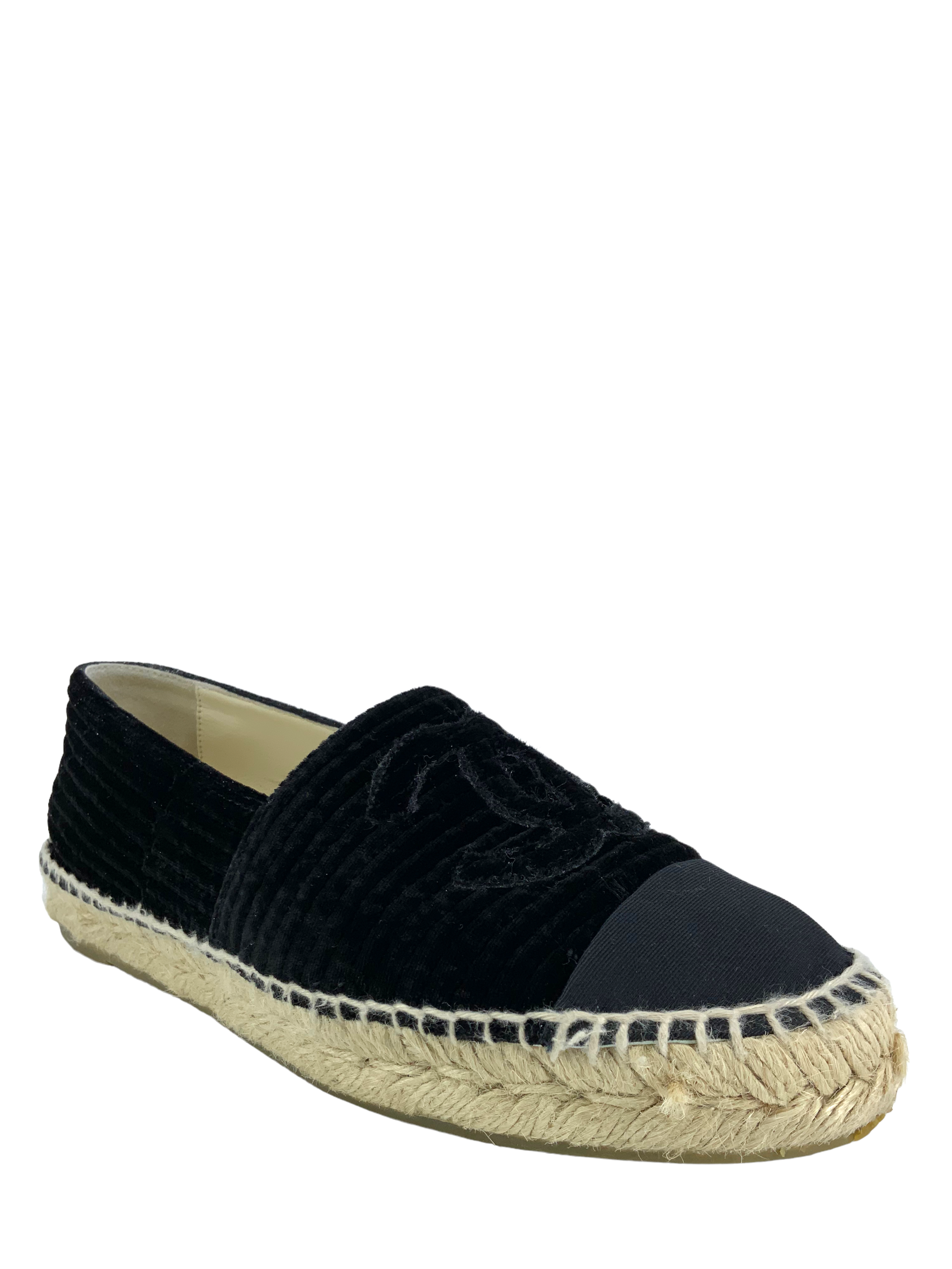 CHANEL Quilted Velvet CC Espadrilles Size 6 - Consigned Designs