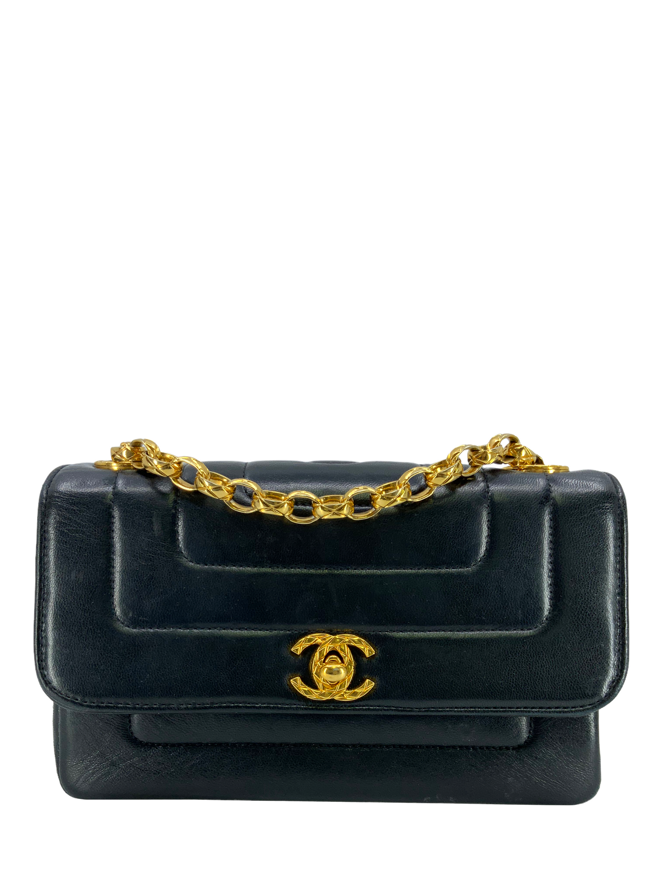 Chanel Vintage Quilted Vertical Stitch Lambskin Classic Mini Flap