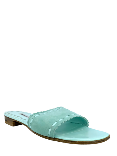 Manolo Blahnik Suede Slide Sandals Size 11-Consigned Designs