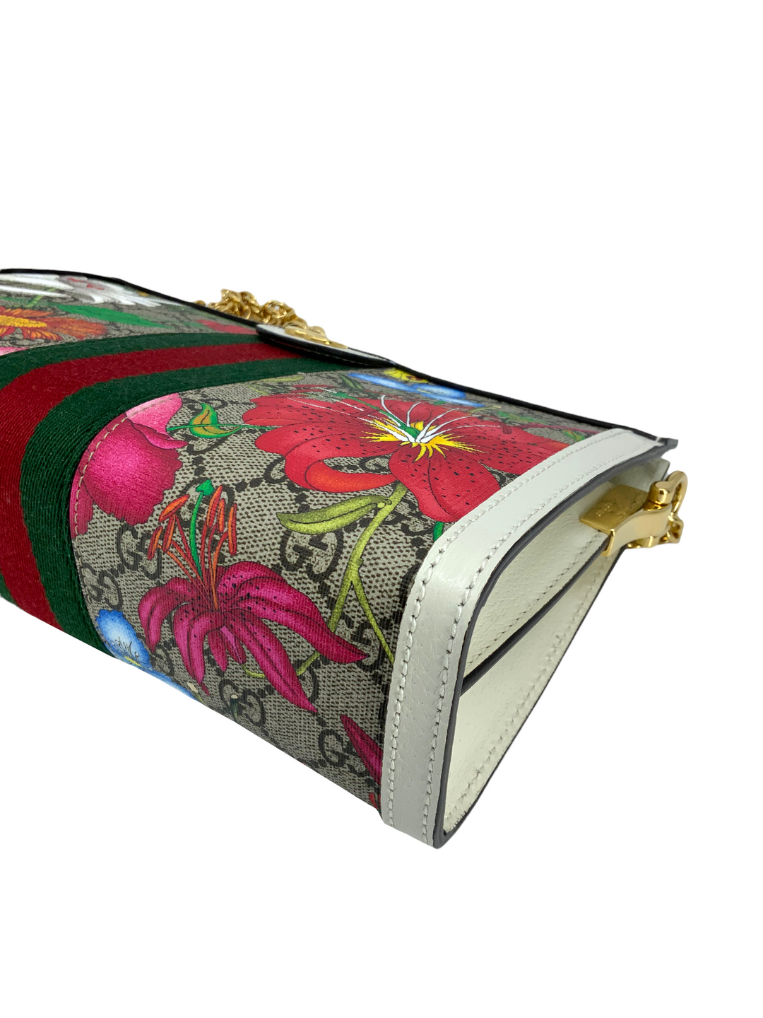 GUCCI GG Supreme Monogram Flora Web Small Ophidia Chain Shoulder