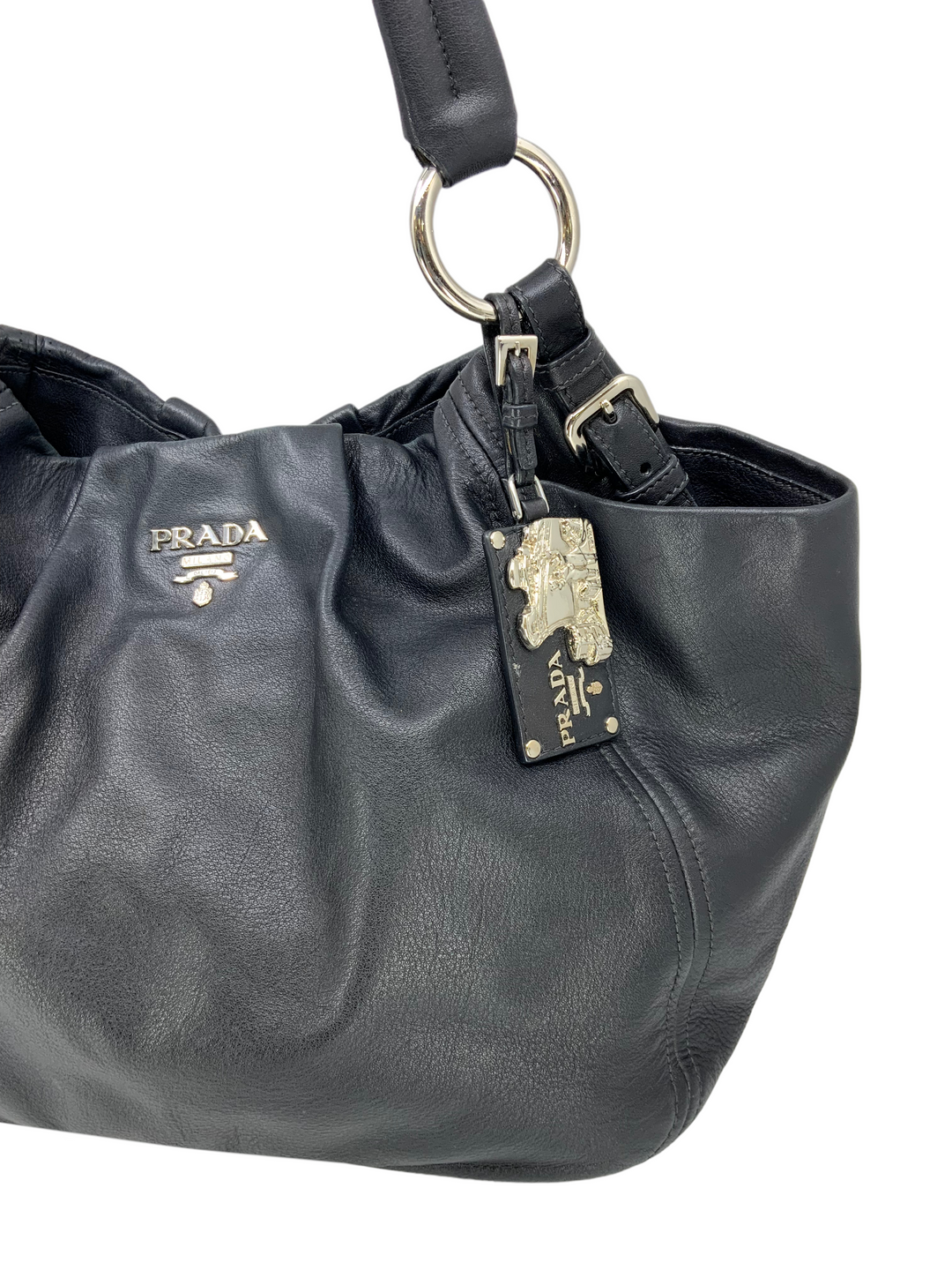 Prada Calfskin Leather Side-Pocket Hobo - Consigned Designs