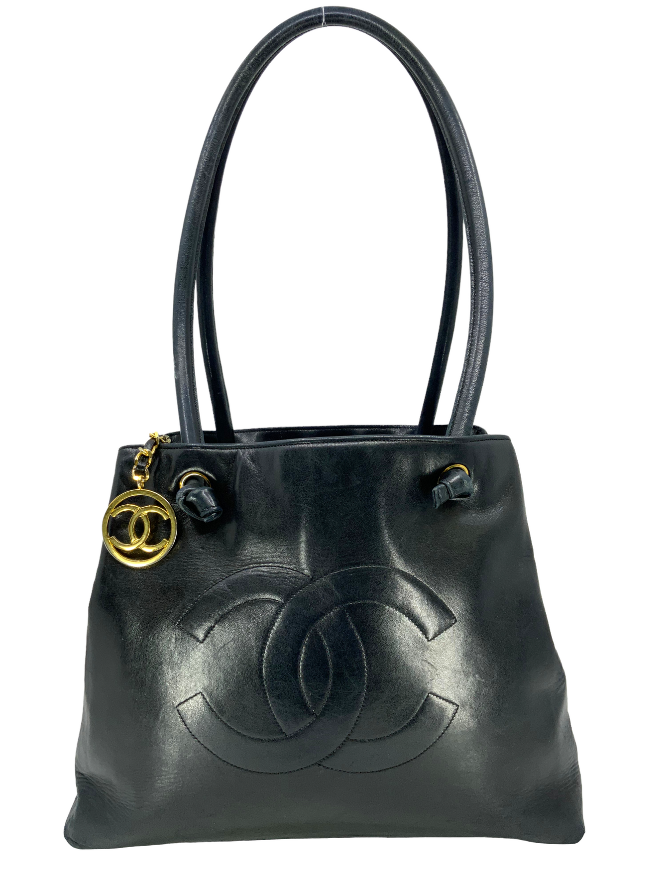 Chanel Vintage Lambskin Leather CC Logo Tote Bag