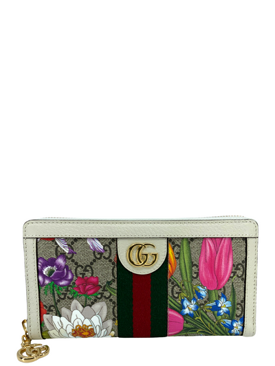 Gucci Ophidia Flora Web Zip Around Wallet NEW-Consigned Designs