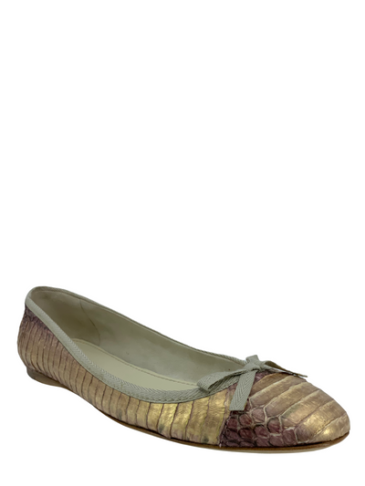 Miu Miu Metallic Snakeskin Ballet Flats Size 8-Consigned Designs