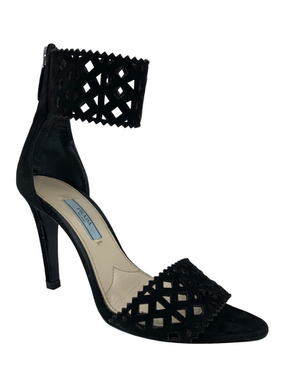 Prada Camoscio Suede Laser Cut Sandals Size 6.5-Consigned Designs