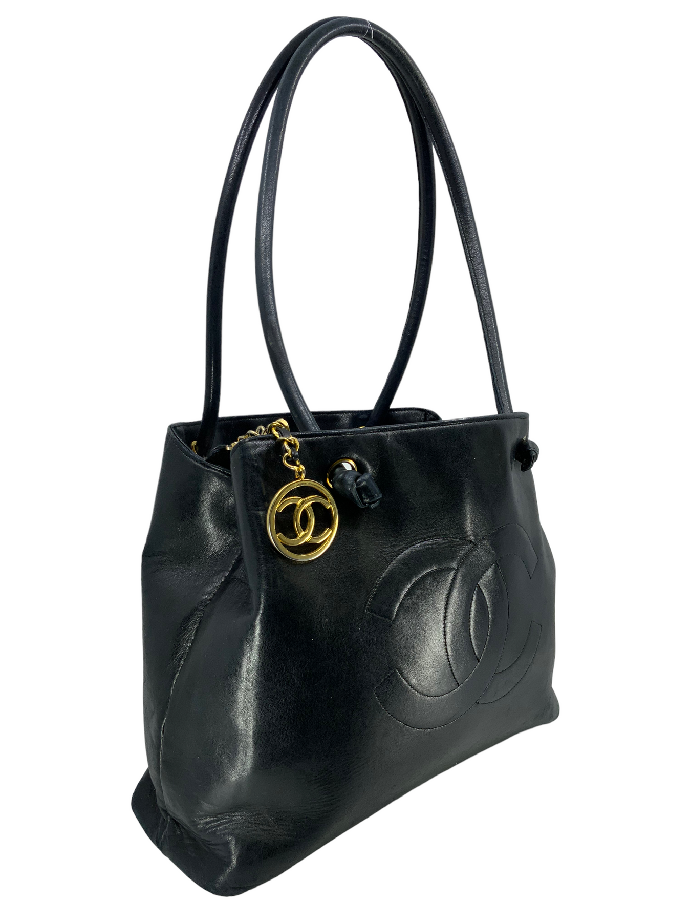 Chanel Vintage Lambskin Leather CC Logo Tote Bag