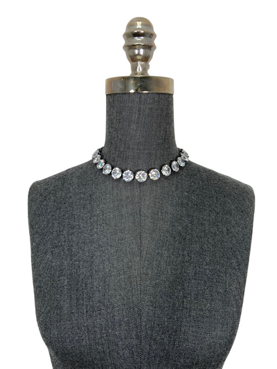 Bottega Veneta Oxidized Sterling Silver Cubic Zirconia Necklace-Consigned Designs