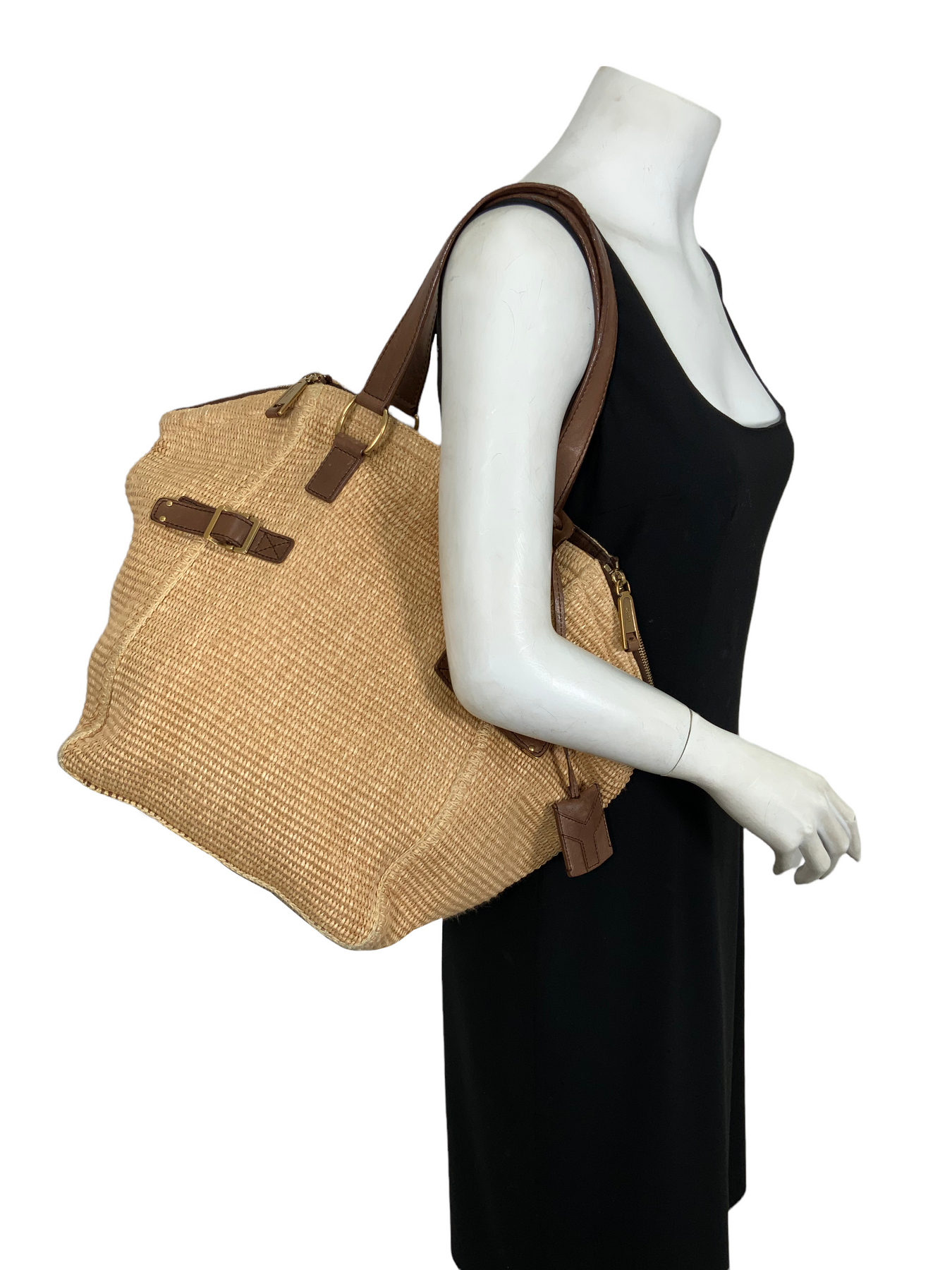 Yves Saint Laurent, Bags, Ysl Raffia Downtown Straw Tote Handbag