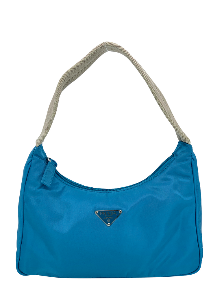 PRADA Tessuto Sport Nylon Mini Shoulder Bag Purse Begonia Blue Vintage Y2K