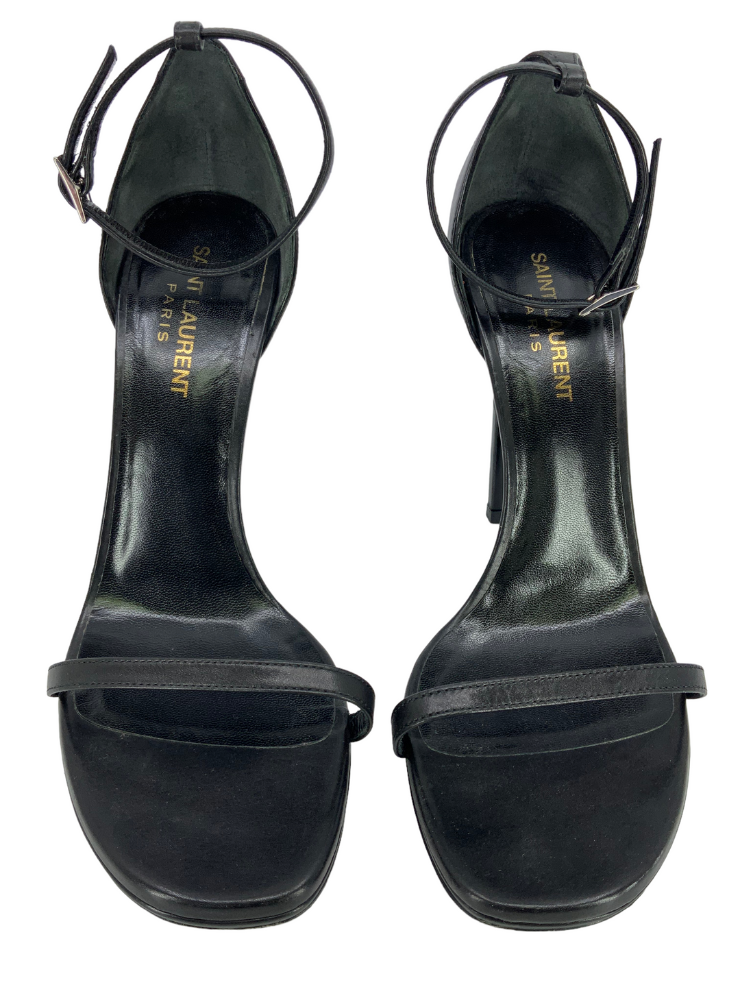 Saint Laurent - Amber Black Leather Ankle Strap Sandal, 65mm
