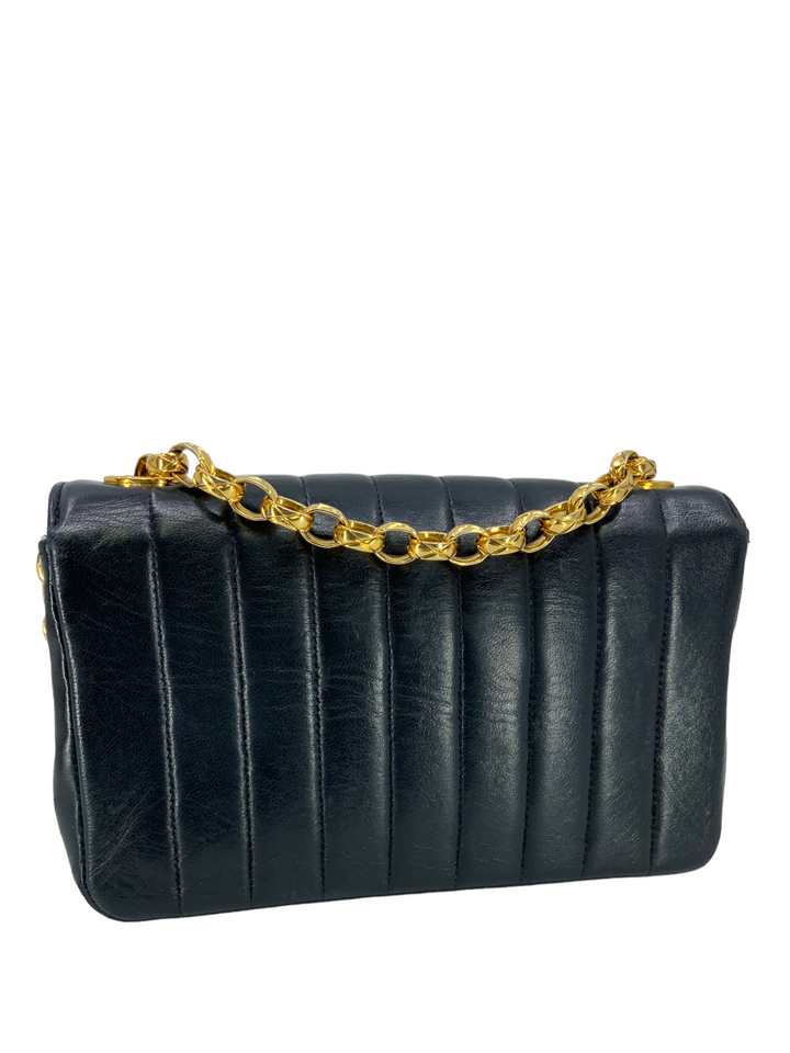 Chanel Vintage Quilted Vertical Stitch Lambskin Classic Mini Flap