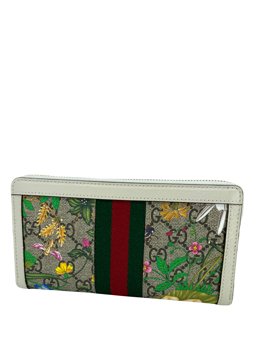 Gucci Ophidia Flora Web Zip Around Wallet NEW - Consigned