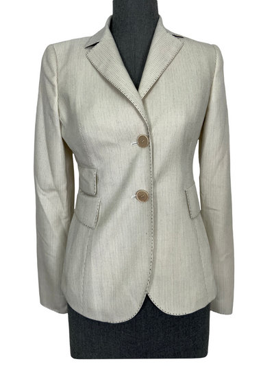 Akris Striped Cashmere Silk Blazer Jacket Size S-Consigned Designs
