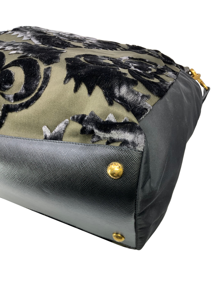 PRADA Nylon and Velvet Velluto Jacquard Tote Bag - Consigned