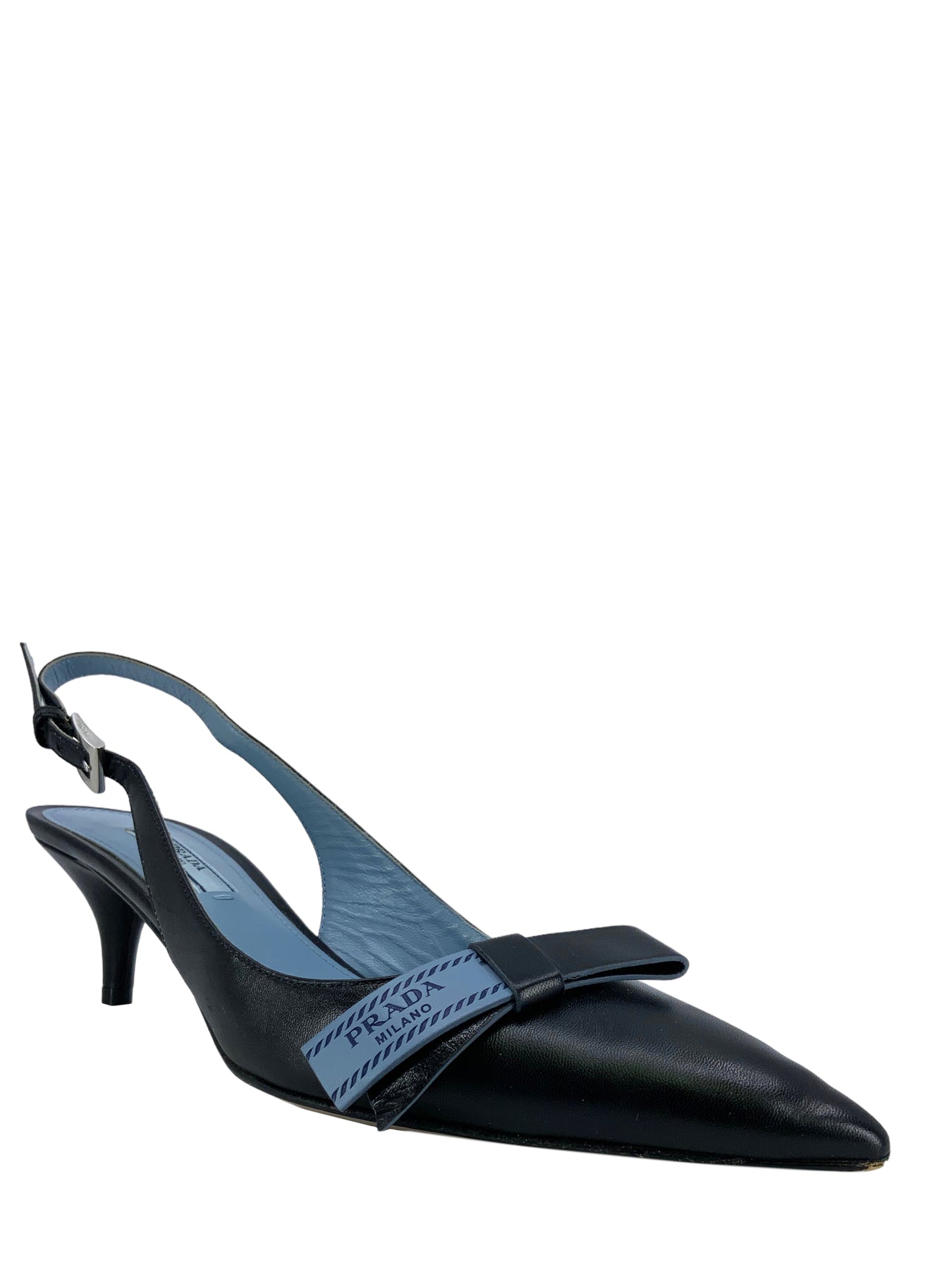 Leather Slingback Pumps in Black - Prada