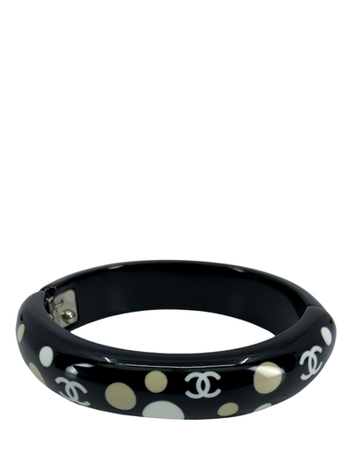 Chanel Resin CC Logo Polka Dot Bangle Bracelet-Consigned Designs