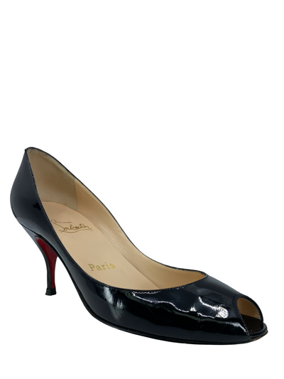 Christian Louboutin Patent Leather Peep Toe Pumps Size 7-Consigned Designs