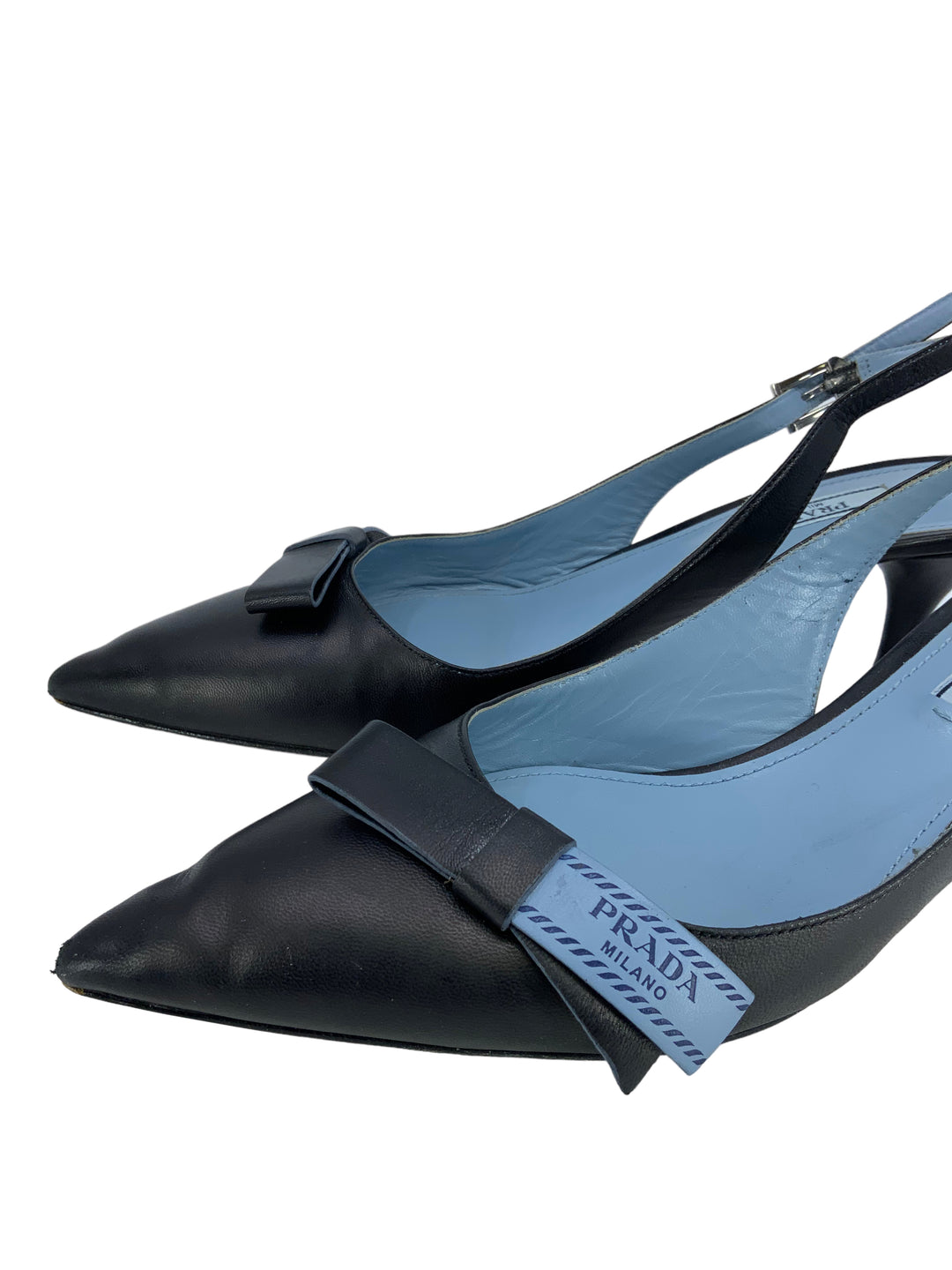 新品未使用　Pradaネイビー　 スエード ポインテッドトゥ ハイヒール PRADA 未使用 プラダ スエードレザー ビジュー ハイヒール
