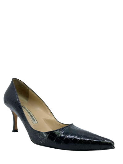 Manolo Blahnik Crocodile BB Pumps Size 7.5-Consigned Designs