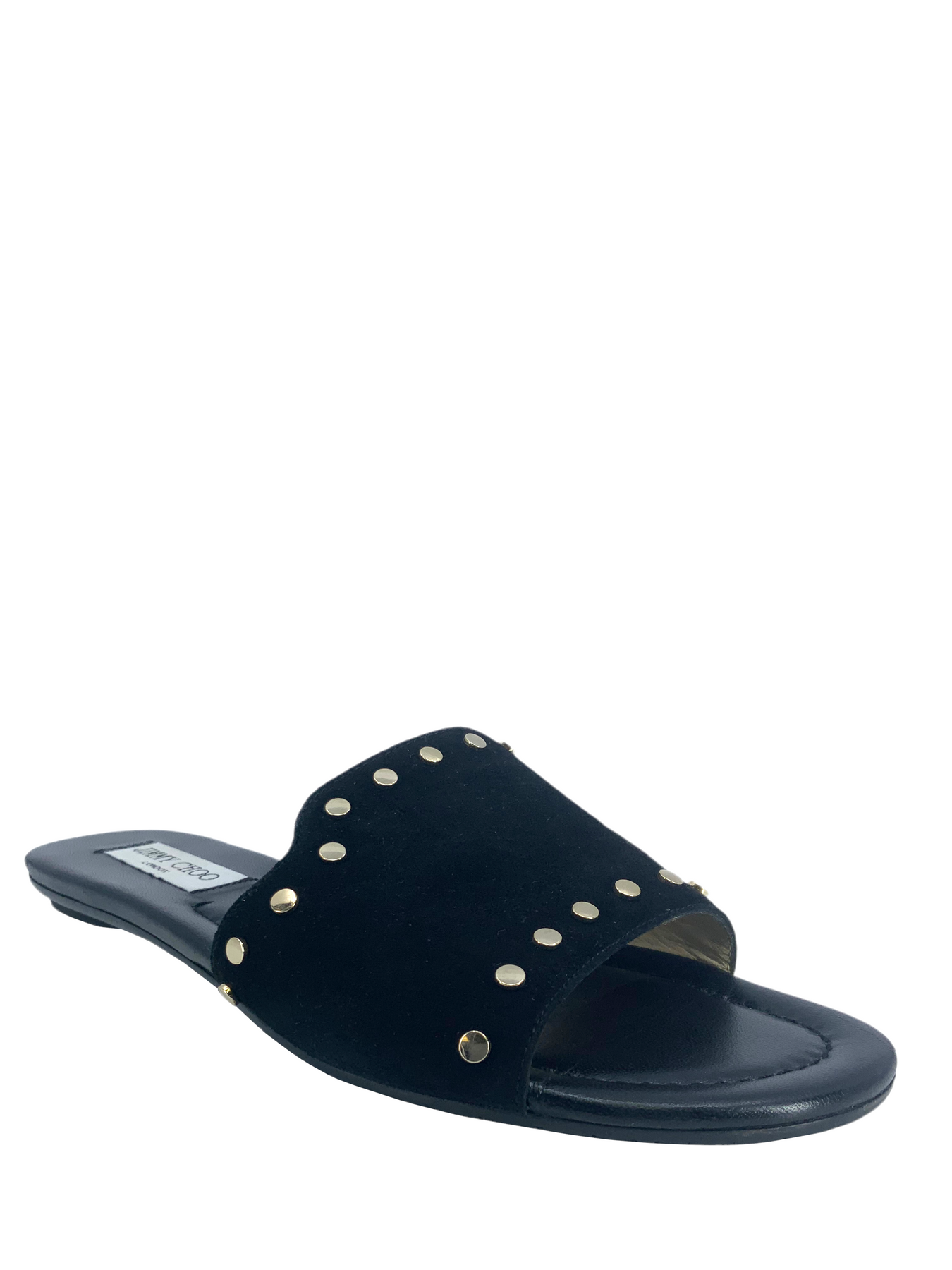 Jimmy Choo Nanda Studded Suede Flat Slide Size 9.5 - Consigned Designs Jimmy Choo Nanda Studded Suede Flat Slide Size 9.5 - Consigned Designs