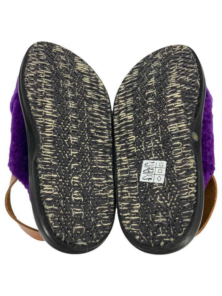 【関税＆送料込み】Marni Violet Leather Sandals MARNI Fussbett Shearling-Trimmed Leather Sandals Size 8