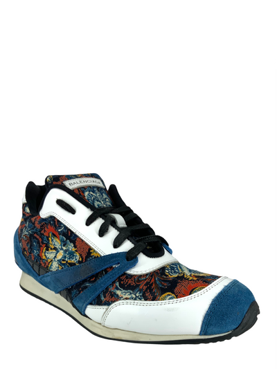 Balenciaga Floral Fabric Suede Calfskin Sneakers Size 8-Consigned Designs