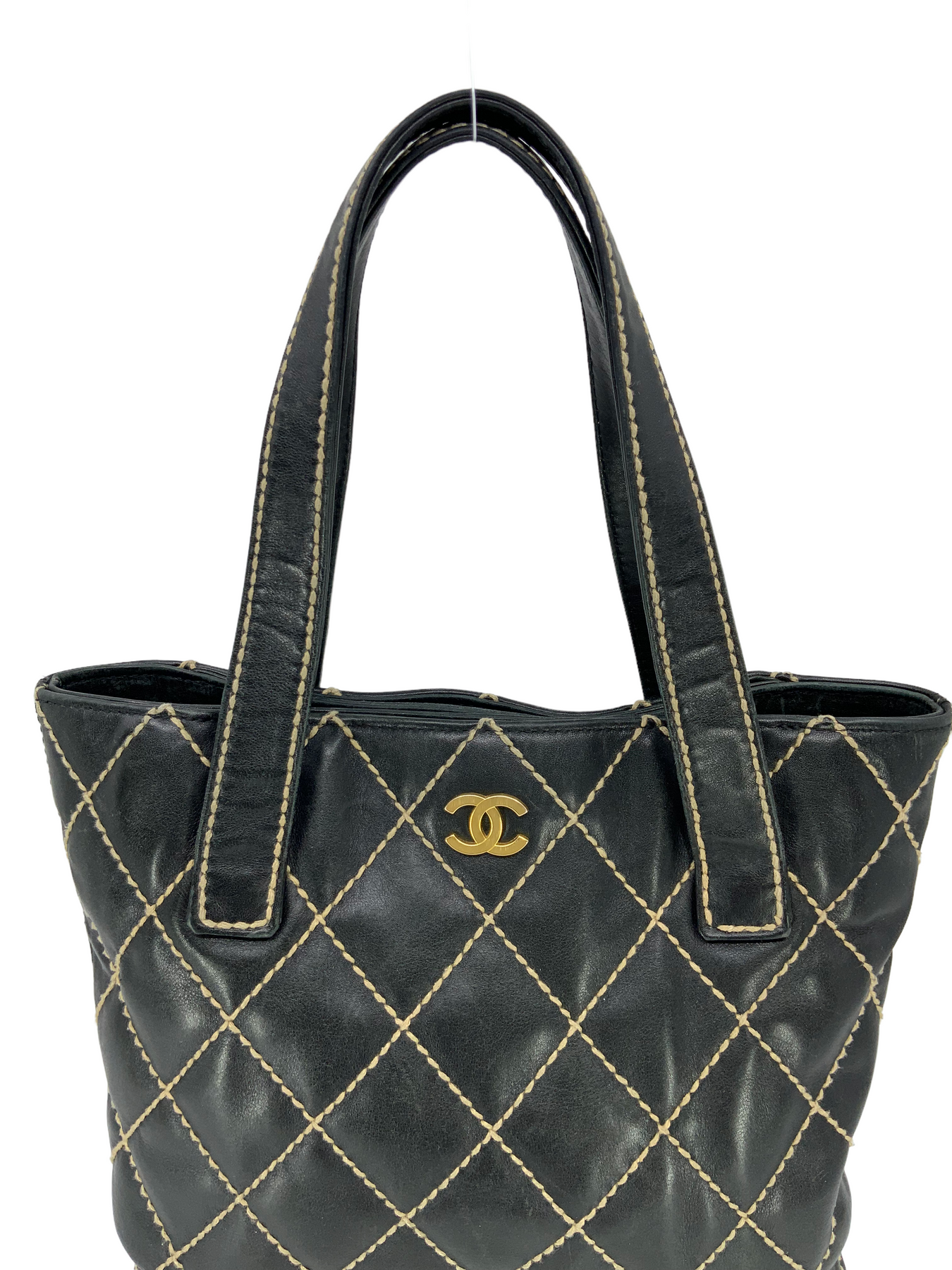 CHANEL Surpique Wild Stitch Bowler Bag With Pouch