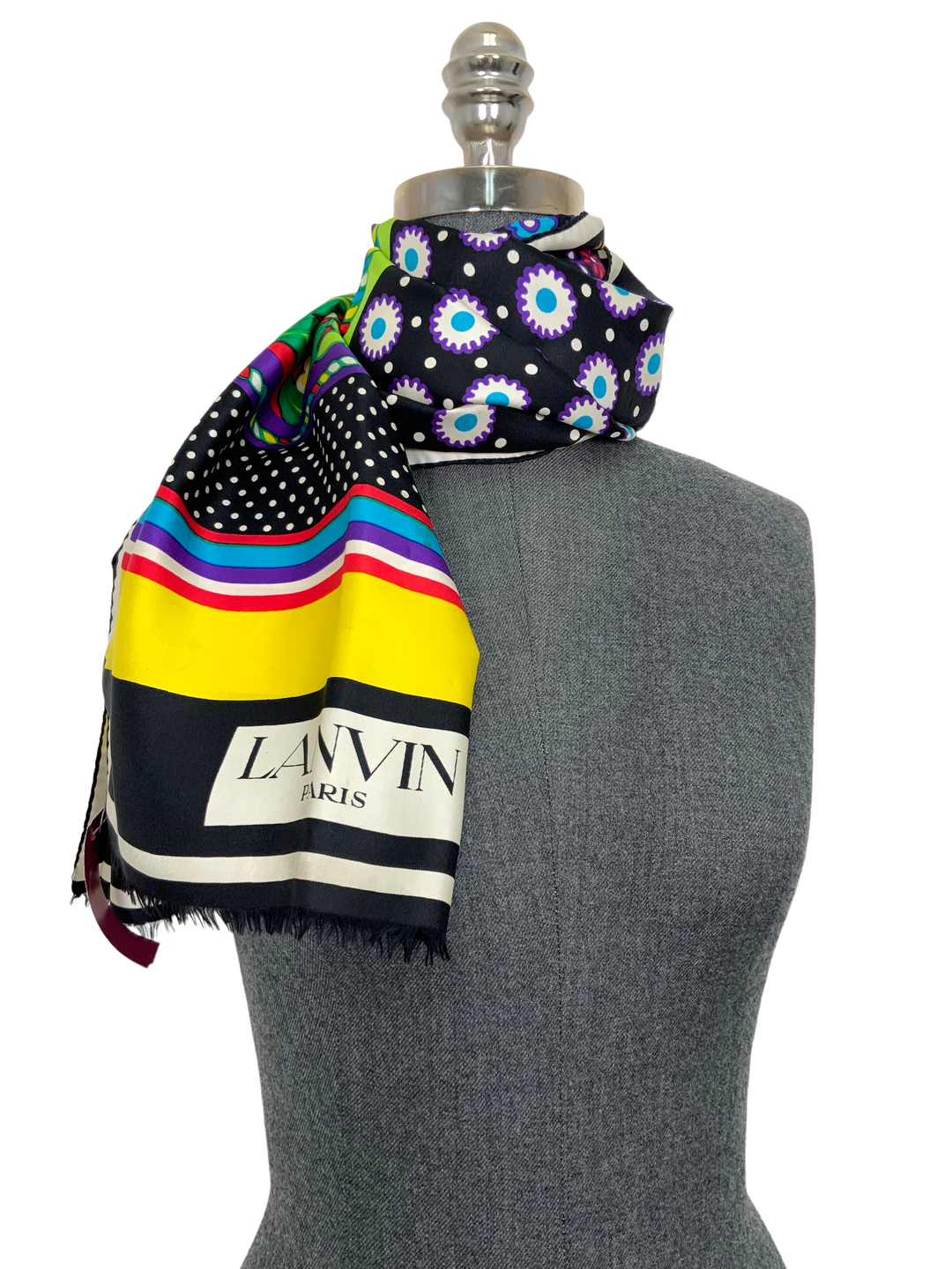 LANVIN Floral Printed Fringe Oblong Scarf Consigned Designs