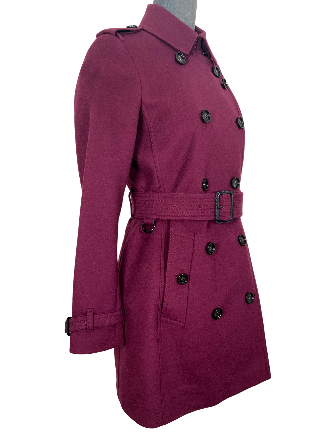 Burberry burgundy trench best sale coat