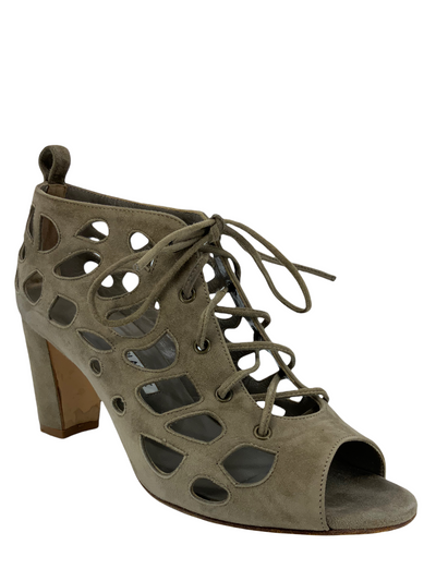 Manolo Blahnik Laser Cut Suede Pumps Size 6.5-Consigned Designs