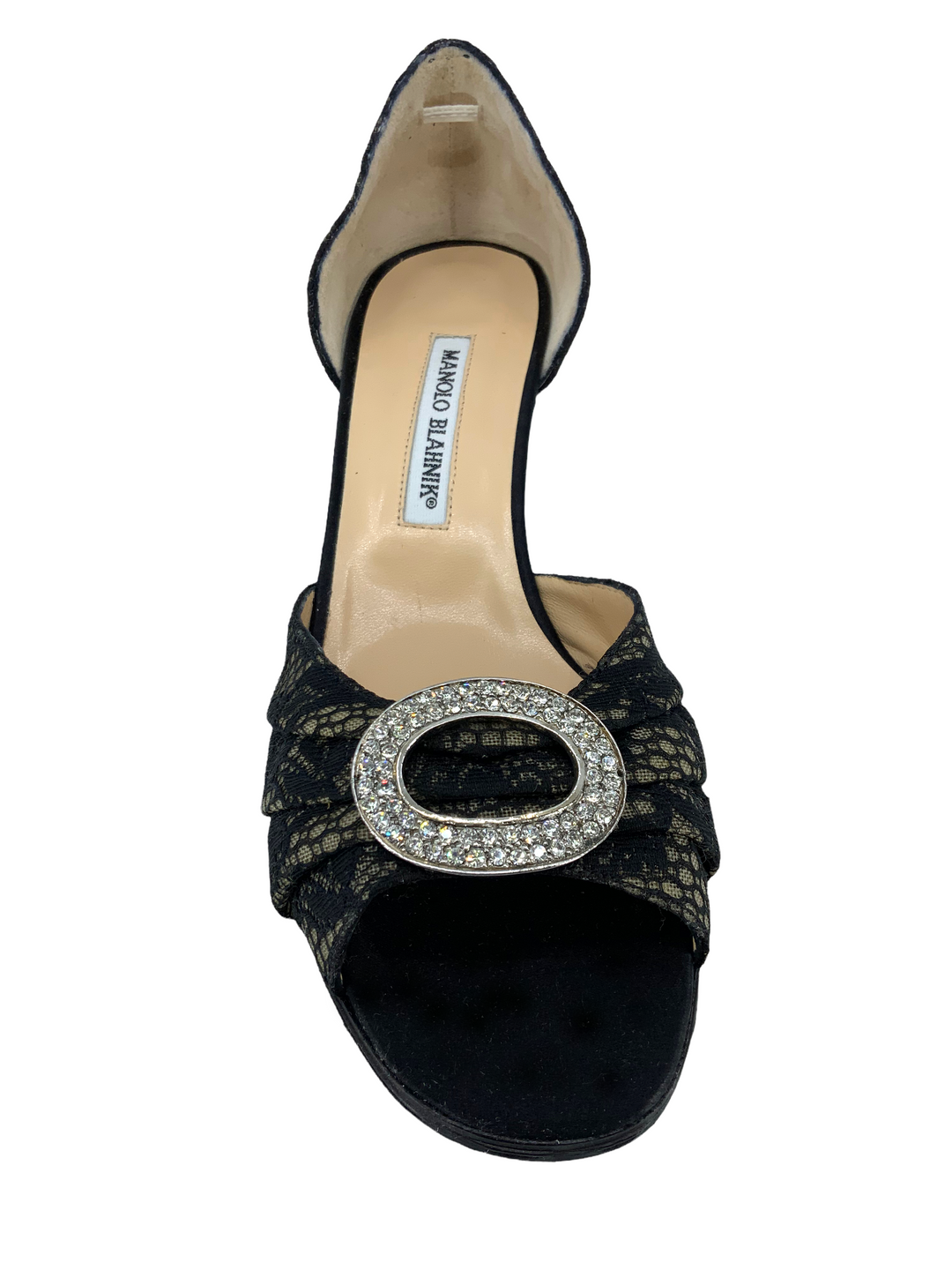 Manolo Blahnik Sedaraby Embellished Lace d'Orsay Pumps Size