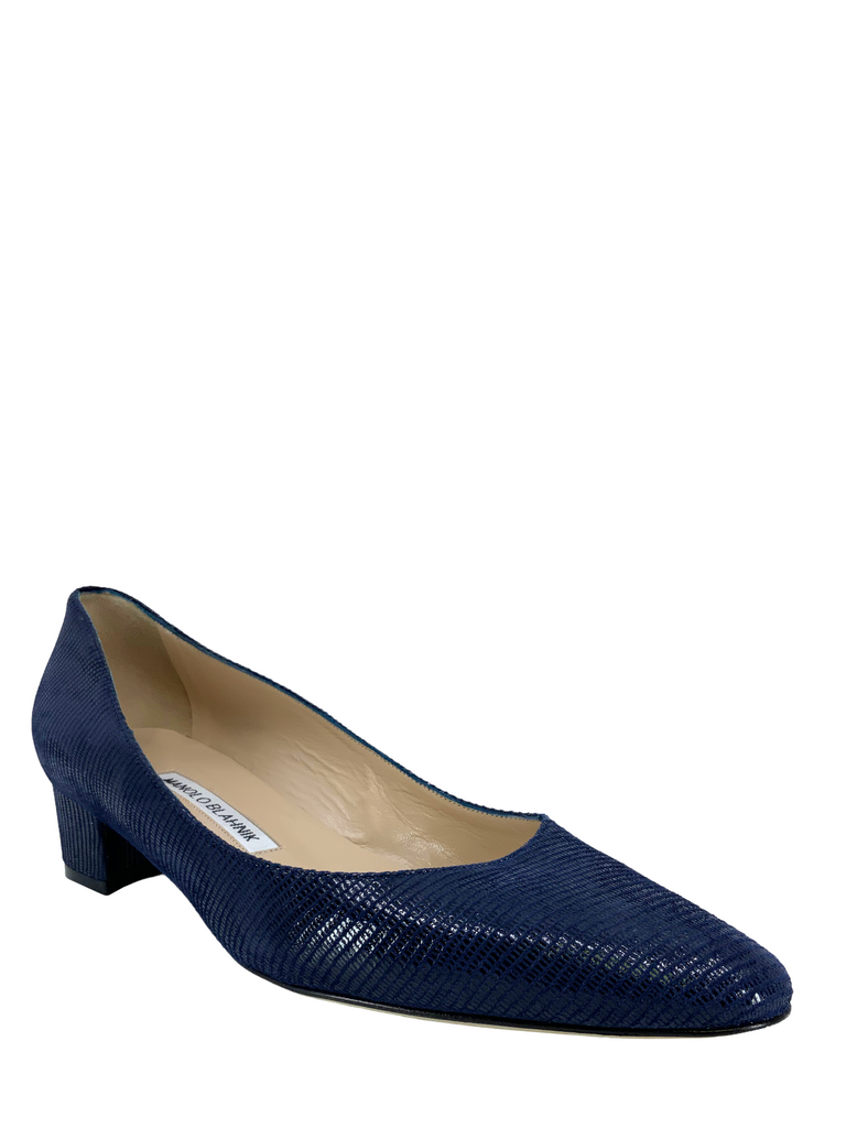 靴 MANOLO BLAHNIK LISTONY 36 Manolo Blahnik Listony Suede Low-Heel Pumps - Black Size 36