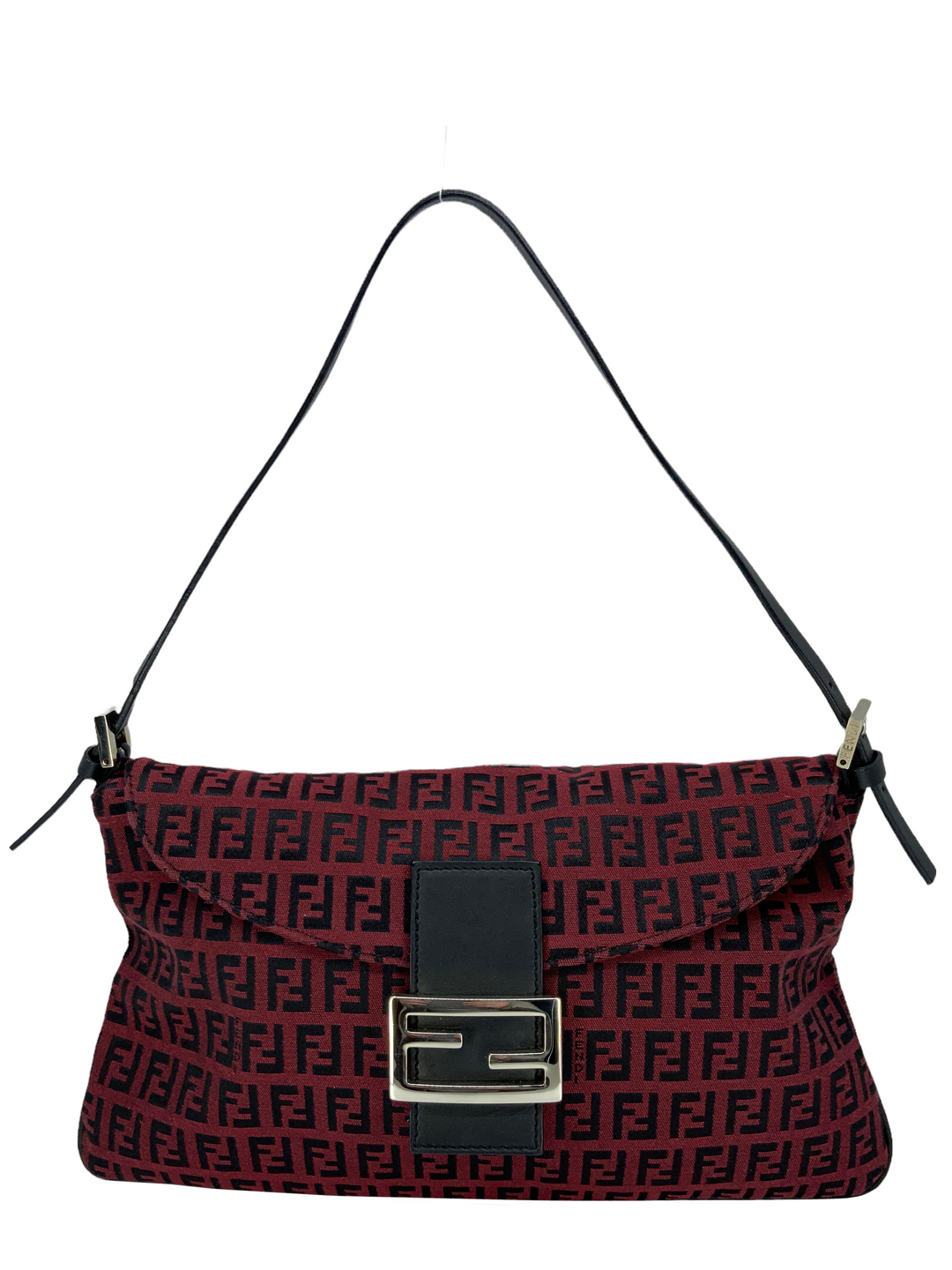 Fendi Zucchino FF Monogram Double Flap Baguette - Consigned Fendi Zucchino FF Monogram Double Flap Baguette - Consigned