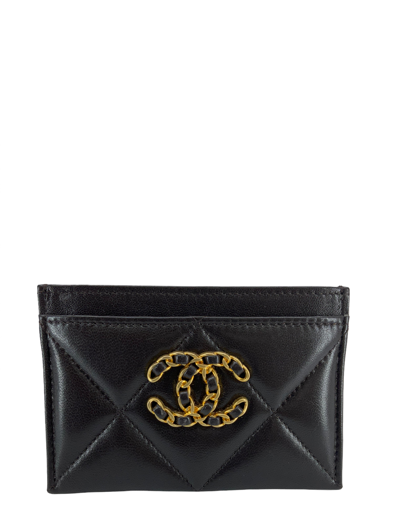 NIB 100%AUTH CHANEL Classic Black Lambskin Pearl Crush Card