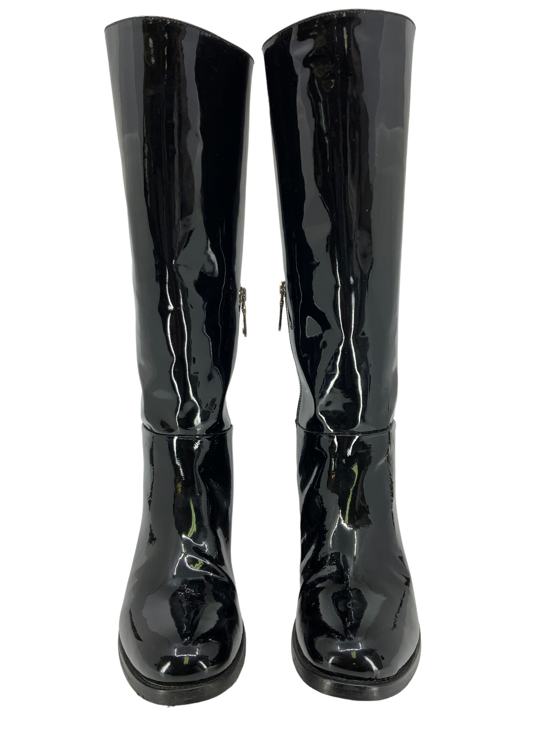 PRADA Patent Leather Mid Calf Boots Size 6.5 - Consigned Designs