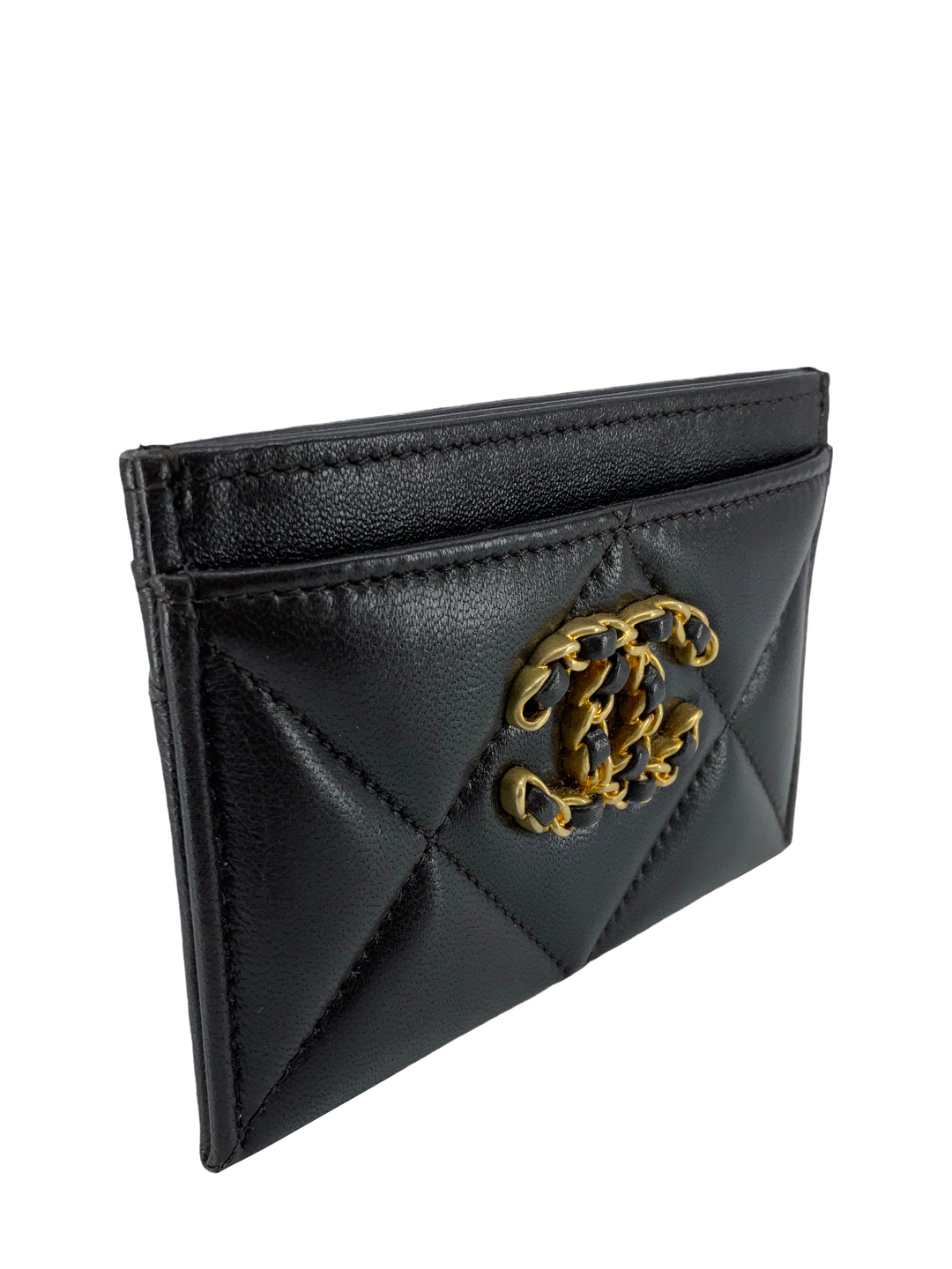 CHANEL Lambskin Quilted Chanel 19 Card Holder - Consigned