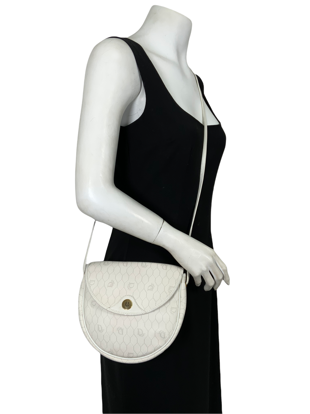 バッグ Christian Dior HONEYCOMB SHOULDER BAG Christian Dior Honeycomb Canvas Chain Shoulder Bag PVC White