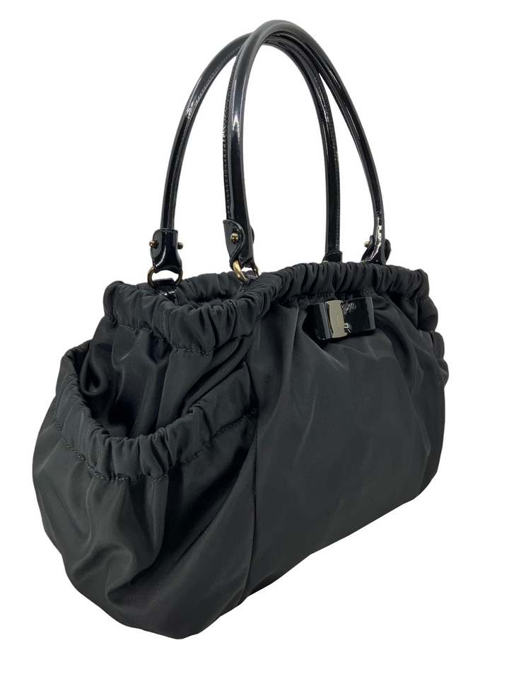 ☆FERRAGAMO☆ VARA BOW Basket Tote 2wayバッグ NATURALE/NERO Ferragamo Vara Bow Black Smooth Leather Tote - 1DXS2C | JTV
